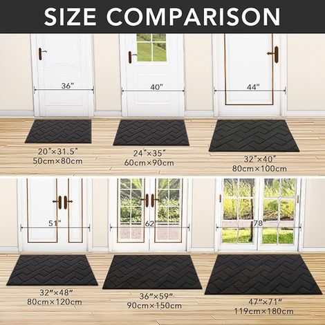 Tapis de Porte Paillasson d'Entree Interieur et Extérieur 90x150cm Antidérapant Absorbant, Lavable, pour Chambre, Cuisine, Entrée, Couloir-Dark Gray (1/2)