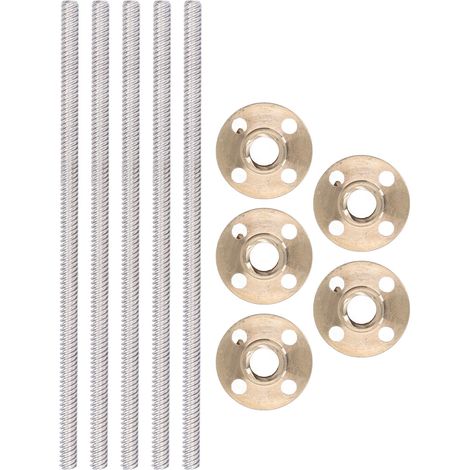 Lot de 5 vis-mères trapézoïdales haute résistance et de précision pour imprimante 3D (écrou en laiton T8x8). (1/5)