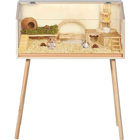 Gabbia per criceti, 81,28x40,64x101,60 cm, finestra di visualizzazione in acrilico, coperchio apribile, legno resistente ai roditori, design ventilato. (1/5)