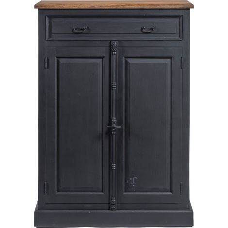 Hellin – Buffet parisien en bois massif 2 portes battantes et 1 tiroir – Dimensions L 100 x P 51 x H 141 cm – Finition peinture à base d'eau (1/5)