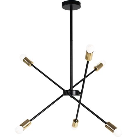 Pendant Lamp TOOLIGHT APP1116-6CP Black Gold Metal E27 6-light points