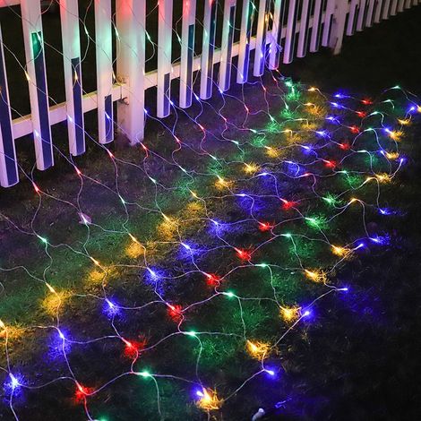 Filet lumineux extérieur, 3x3 m, guirlande lumineuse d'extérieur 244 LED, rideau lumineux avec prise, blanc chaud, étanche IP44, minuterie télécommandée 8 modes, pour buissons, jardin, arbre de Nol,