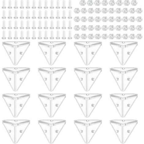 Pair (Transparent)16 Pièces Support D'angle Transparent en Acrylique, 3 Trous Supports de Connexion à Angle Droit Transparents avec Vis de Montage, pour Connecter et Renforcer la Vitrine, Boite Plexig (1/5)