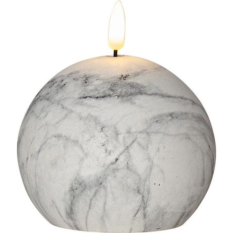 Star Trading Bougie Flamme Marble, bougie ronde, forme sphérique, design Mamor, LED, minuterie, blanc chaud, 12 cm (1/4)