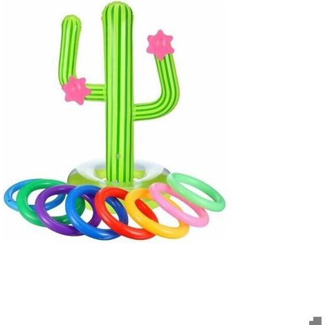 Jeu de Lancement dAnneau de Cactus Gonflable 9 Pices pour Piscine Anneaux Colors Inclus couleurs multiples Largeight (1/3)