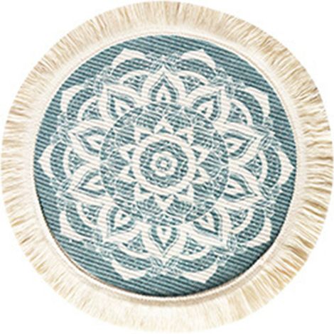 Runde Tischdecke aus weichem und komfortablem Baumwoll-Polyester-Gemisch mit Fransen zur Küchendekoration (1/5)
