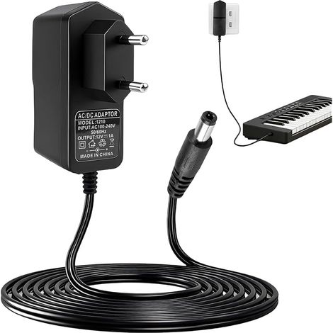 12V 1A Câble de Charge d’Alimentation pour Clavier Yamaha Piano Électronique PA-130(A) PA-3(B) PA-130B PA-5D PA-3C PA-5B EP-A3,12W Alimentation Adaptateur Secteur Universel AC 100-240V, 1M