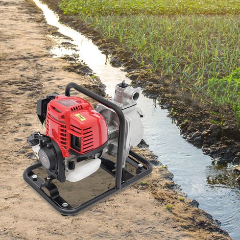 YISSALE - Pompe à eau portable 4 temps 38CC – Moteur monocylindre refroidi par air – Débit 8000L/h – Hauteur de refoulement 30m – Aspiration 7m (1/5)