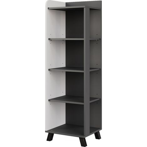 Mensola da bagno Karen, Antracite/bianco, 40 x 128 cm con 4 scomparti, Vicco (1/5)