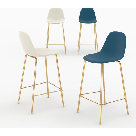 Pack de 4 sillas para isla central Henrik blancas y azules 65 cm