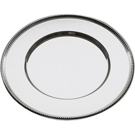 Assiette de présentation, plat de service, plateau décoratif, Ø 33 cm, acier inoxydable 18/8 poli miroir, avec décor filé (1/5)