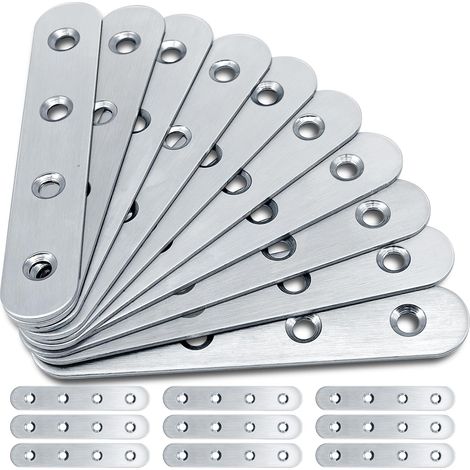 Lot de 20 connecteurs plats - 100 × 17 × 1,75 mm - Connecteur plat en acier inoxydable - Plaque perforée en métal - Angle plat pour connecteur - Plaque de connexion en acier inoxydable (1/5)