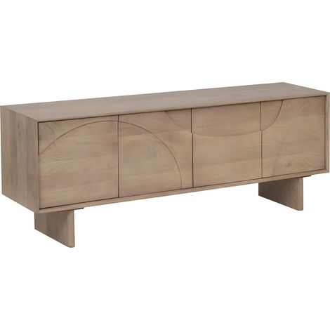 Meuble TV avec 4 portes en bois de manguier - Naturel clair - BERLAMA de Maison Céphy (1/5)