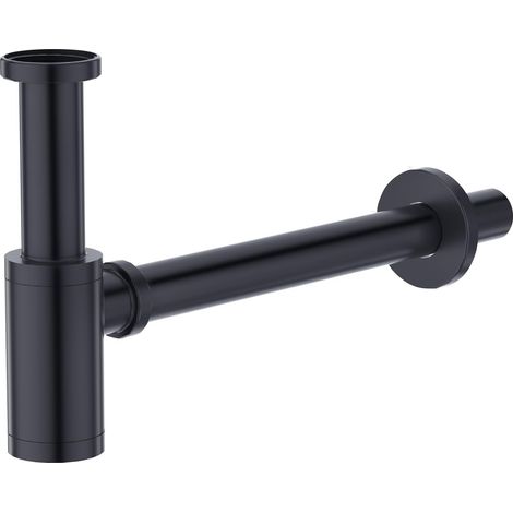 Siphon universel pour lavabo, siphon tubulaire 1 1/4" bonde d'évacuation pour lavabo salle de bain en acier inoxydable, noir (1/5)