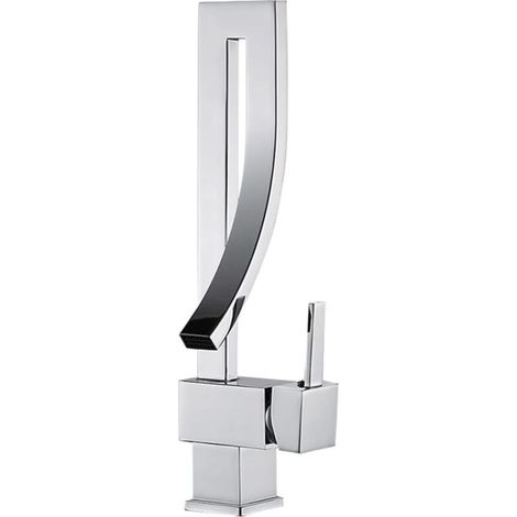 Waschbeckenarmatur, modernes und elegantes Design, verchromtes Messing, 360° drehbar, Warm- und Kaltwasseranschluss, Keramikventileinsatz.