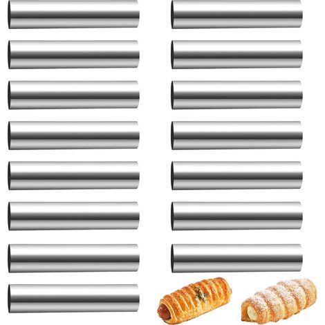 Moule À Cannoli - Moule À Croissant - Acier Inoxydable Sans Revêtement - Forme Conique - 120 x 20 mm - 15 Pièces (1/5)