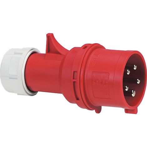 fiche inverseur droite - 32 ampères - 3p+n+t - ip44 - rouge - legrand 058141 (1/2)