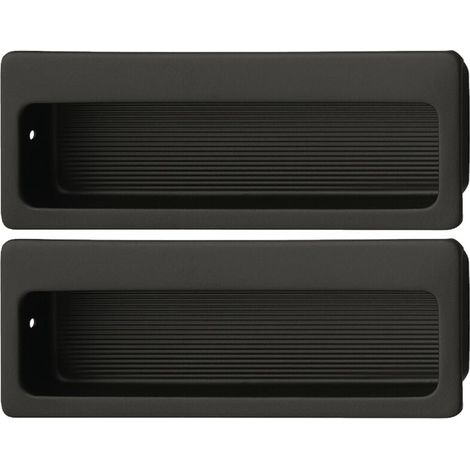 2x Poignée coquille rectangulaire à encastrer et coller intégration invisible en acier noir intérieur mat 99x38mm Meuble Cuvette Cuisine Porte coulissante Tiroir Placard (1/2)