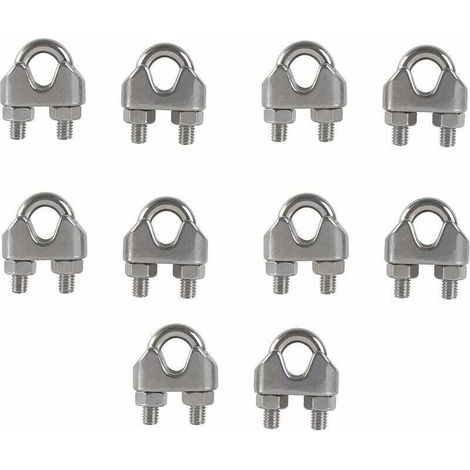 M6 Serre-câbles Etrier U Boulon Clip de Câble 304 Acier inoxydable Selle de pince de Câble Câble métallique Clips pour etendoir linge exterieur10PCS (1/5)