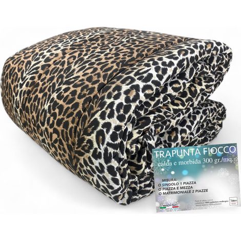 Couette léopard d'hiver 300 gr/m², motif animal, douce et chaude, hypoallergénique et fabriquée en Italie 2 PLACES