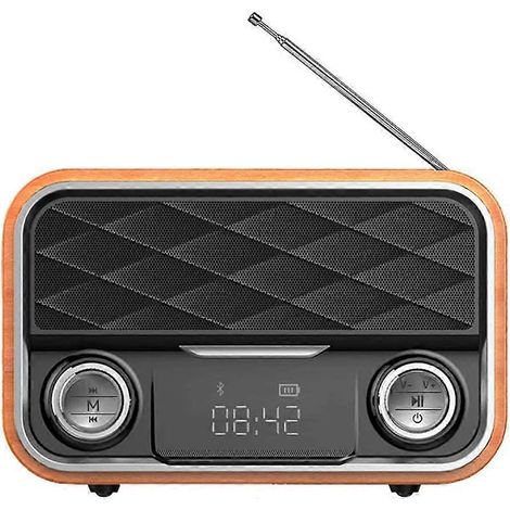 Radio rétro Bluetooth avec entrée AUX/FM, antenne, son clair, enceinte portable, compatible avec les tablettes Android (1/5)