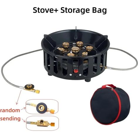 Réchaud de camping portable à gaz, puissant (19 800 W), coupe-vent, idéal pour la randonnée, le barbecue et la cuisine en plein air. (1/5)
