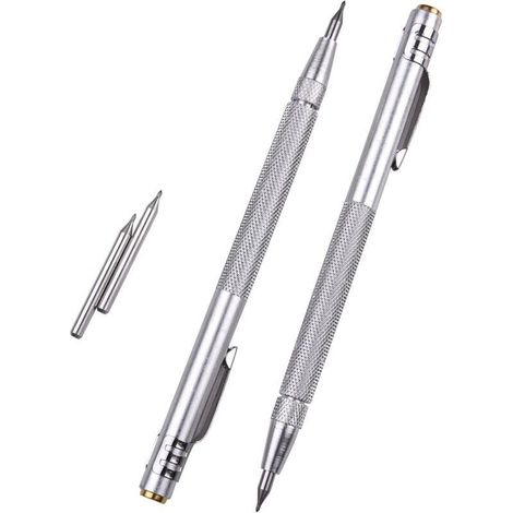 2er-Pack Wolframkarbid-Marker, Aluminium-Gravierstift mit Clip und Magnet