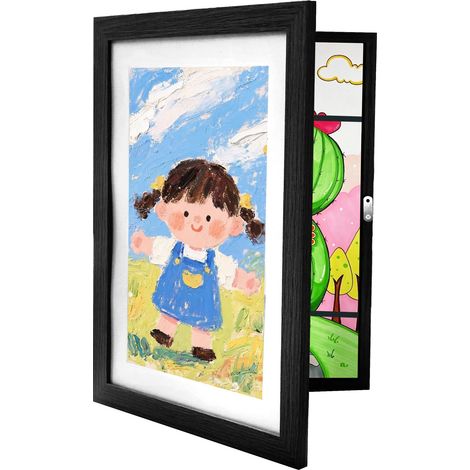 Cadre Photo A4 Pliable magnétique pour Enfants - 32 x 25,5 cm - MDF et Acrylique - Noir (1/5)