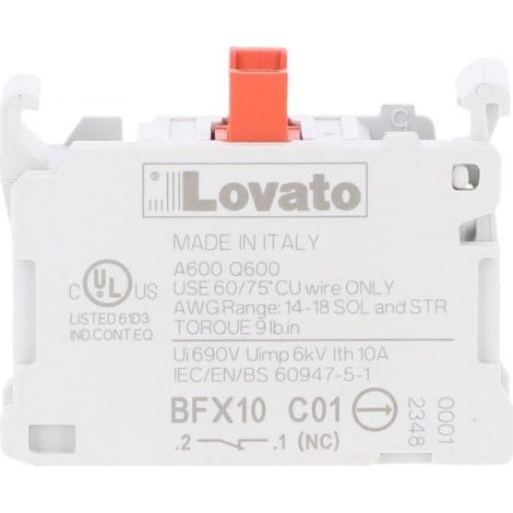 Contacto auxiliar 1NC para contactores BF160...BF400, montaje frontal BFX10C01