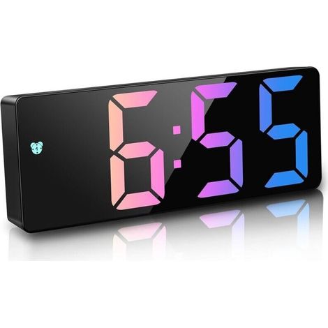 Reloj despertador digital LED para mesita de noche, activación por voz/sin tictac/función de repetición/temperatura/fecha y hora, brillo ajustable para niños y adultos. (1/4)