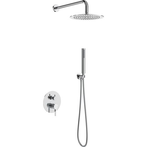 Conjunto Ducha Empotrado Len Cromo, cartucho cerámico, material inoxidable AISI 304, grifería de baño moderna, ahorro de agua, instalación fácil