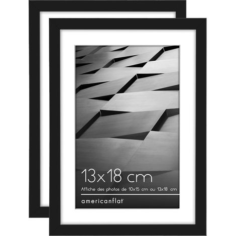 Lot de 2 cadres photo noirs de 17,8 x 12,7 cm – Cadre photo de 15,2 x 10,2 cm avec passe-partout ou cadres de 17,8 x 12,7 cm sans passe-partout – Formats horizontaux et verticaux pour mur (1/5)