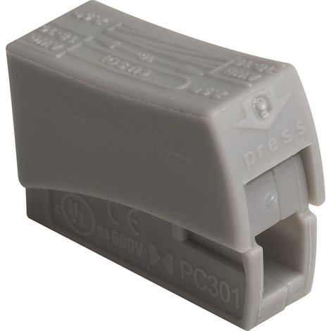 borne luminaire - grise - pour 1 fil rigide et 1 fil souple - boite de 100 - bizline 103400