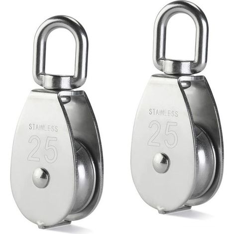 2 Pièces Poulie de levage de poulie en acier inoxydable à poulie simple，Poulie Inox 304 M25 Poulie De Levage 400kg - Argent (1/5)