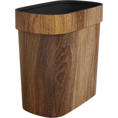 étroite et pratique au style rétro effet bois Poubelle (1/5)