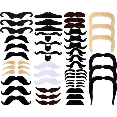 48 pièces fausses moustaches auto-adhésives moustaches fausses barbes coller sur déguisement déguisement pour enfants adultes, (1/5)