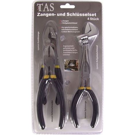 Set TAS Zangen Schlüssel 4 teilig Stahl Seitenschneider Schrauben Werkzeuge Heim