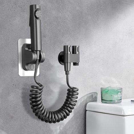 Kit de rociador de bidé manual de doble modo, cabezal de ducha para inodoro con tubos telescópicos de 2 m, apto para limpiar inodoros, baños y jardines. (1/5)