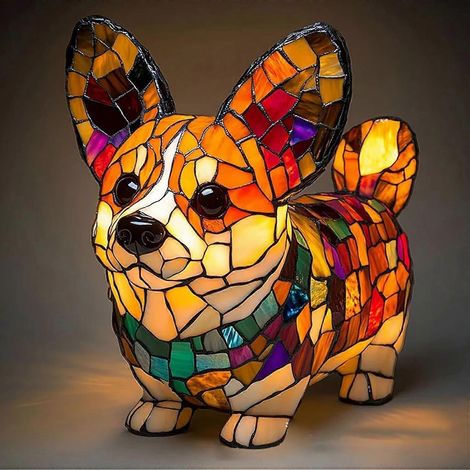 LED-Tischleuchte mit Hundemotiv, zweifarbiges Kunstharz-Design mit französischer Bulldogge, warmes und kaltes Licht