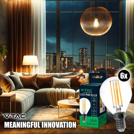 6x Ampoule LED Filament P45 E14-4W (équivalent 35W) - 400 Lumen - Ampoules LED Vintage Verre - 3000K Blanc Chaud (1/5)