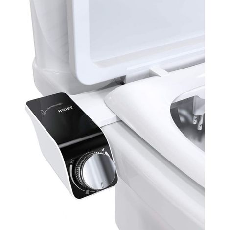 bidet pour siège de toilette, eau pour siège de toilette, lavage avant et arrière avec double buses auto-nettoyantes et contrôle de pression réglable