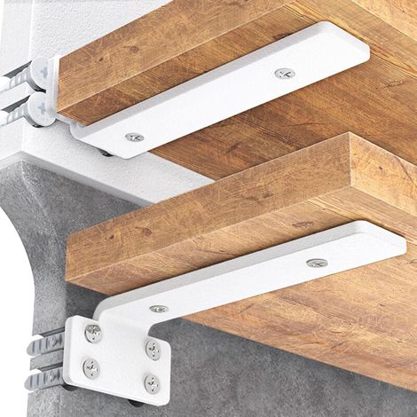 Set di 4 staffe per mensole galleggianti da 15 cm, robuste staffe per mensole a L in metallo, montaggio a parete, bianche