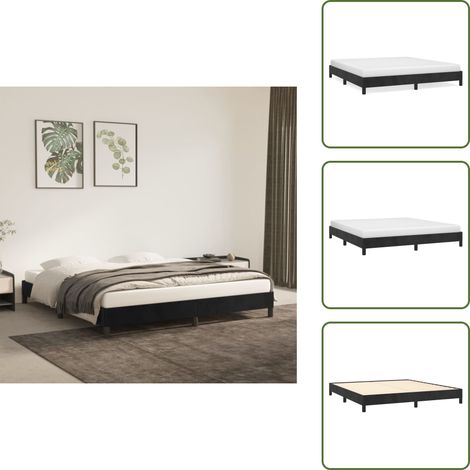 Cadre de lit sans matelas noir 160x200 cm velours - Cadre De Lit - Lit Double - Lit Velours - Literie - Meuble Chambre (1/5)