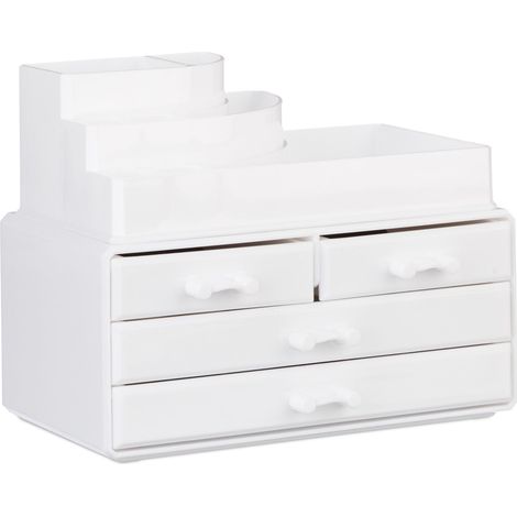 Organizer per trucco con 4 cassetti impilabili 19 x 23,5 x 14 cm pratico ed estetico in acrilico trasparente 130005408