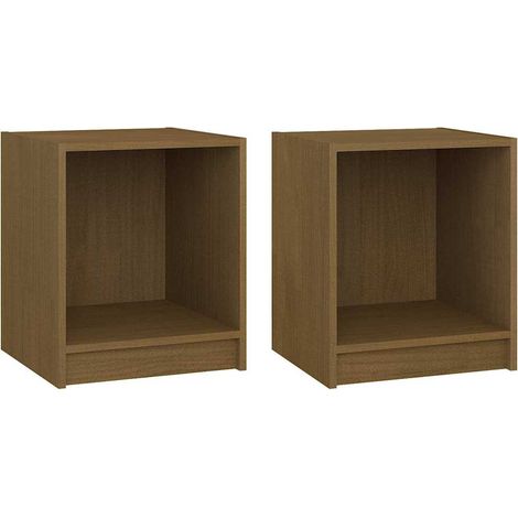 Maison Exclusive - Mesita noche 2 uds madera pino marrón miel 35, (1/5)