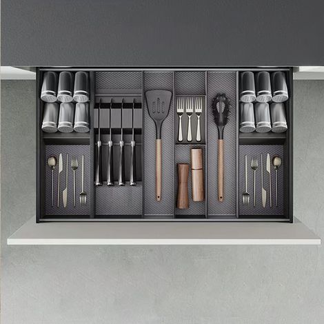 Emuca Orderbox porta-cuchillos gris antracita 150x470 mm