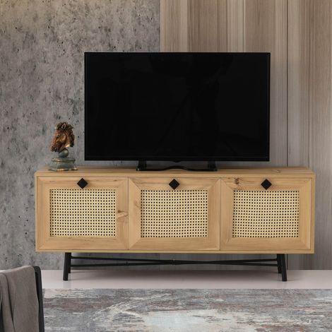 Japandi TV-Möbel Alcazar Eiche Melamin 140x60x40 cm (1/5)