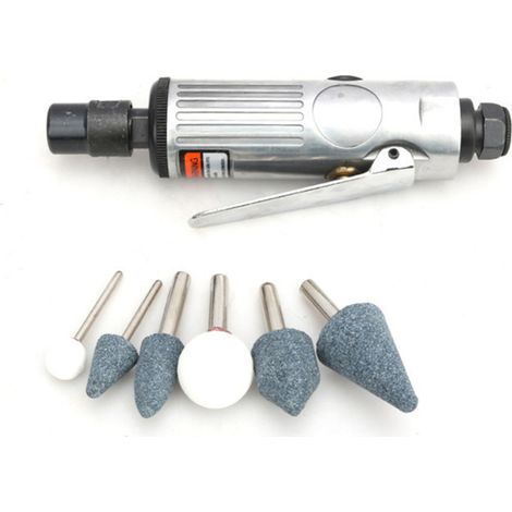 Juego de amoladora neumática de 16 piezas para 1/4 de pulgada (3 mm/6 mm) con 10 cabezales de amolado y accesorios (incluida una llave), 20.000 rpm. (1/5)