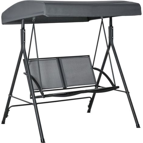 DONDOLO A 2 POSTI DA GIARDINO CON TETTUCCIO REGOLABILE 140 X 118 X 162CM GRIGIO (1/5)