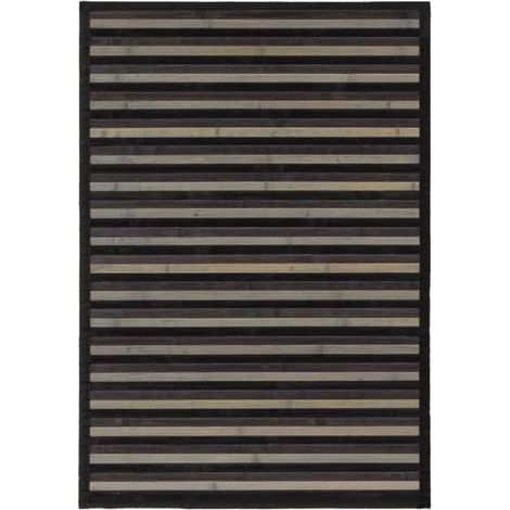 Tapis de sol - JUANIO - Bambou rayé - Lot de 2 - 90 x 60 cm - Antidérapant - Noir (1/3)